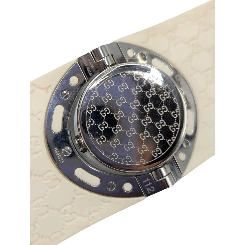 Gucci Cream Monogram GG Rubber Stainless Steel Twirl Watch